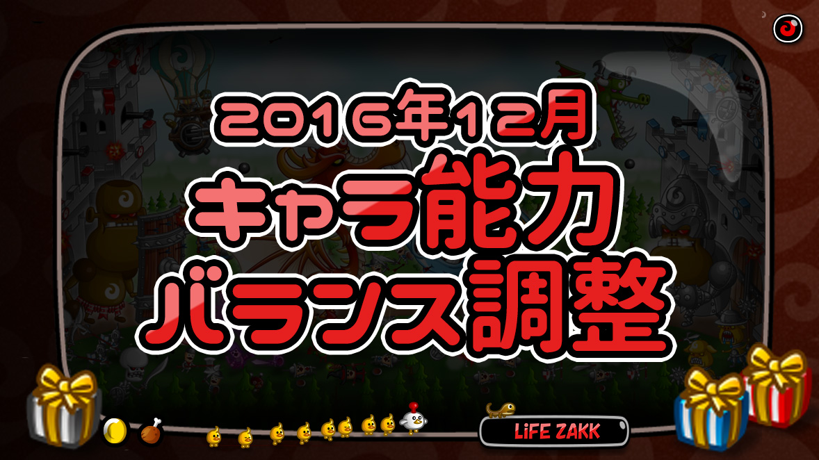 城ドラ 12月26日のキャラ能力バランス調整